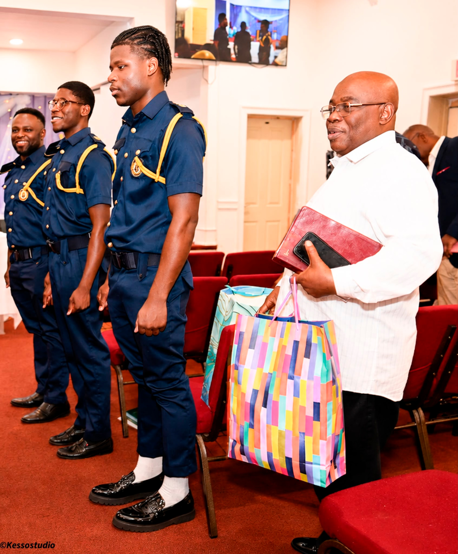 Gifts presented to the men during the service