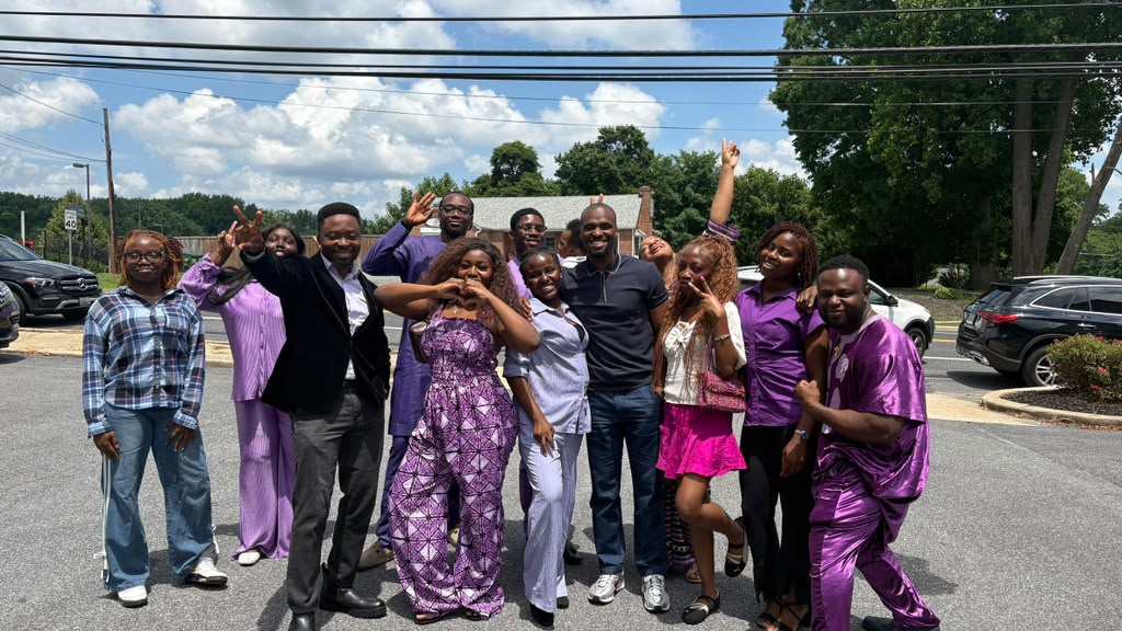 The young adults ministry outside the church building