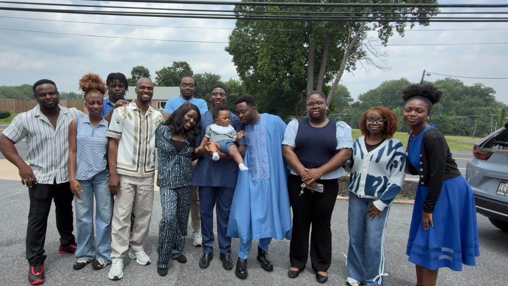 Young adults dressed in blue on Youth Sunday